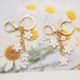 SELOVO Initial Keychain White/Pink Flower Charms for Key Cute Letter Keyring for Handbag Backpack